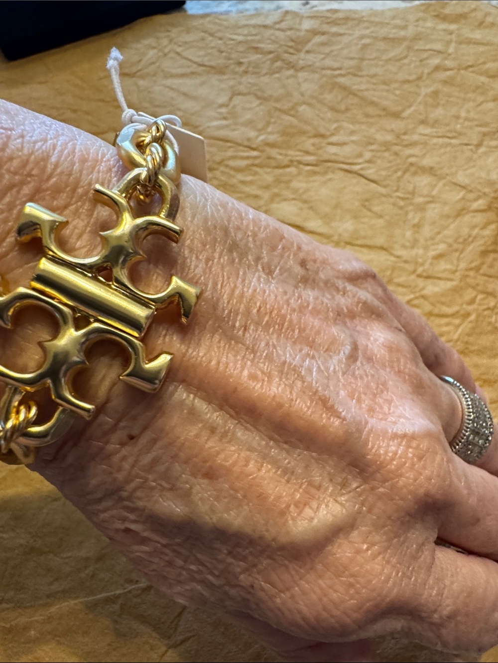 Tory Burch Gold Logo Charm Chain Bracelet - Picture 12 of 14